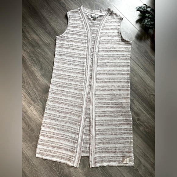 Calvin Klein sleeveless thin knit open front maxi vest. One size - Picture 1 of 8